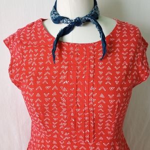 Mata Traders Red Cotton Nautical Dress XL with POCKETS!!